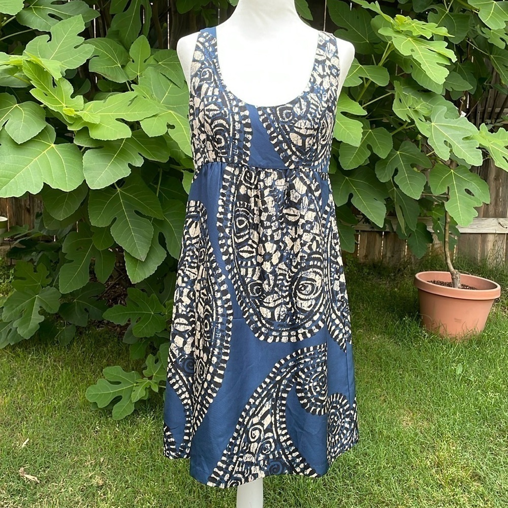 MICHAEL Michael Kors Blue, Cream & Black Silk Baby Doll Dress Size 4P